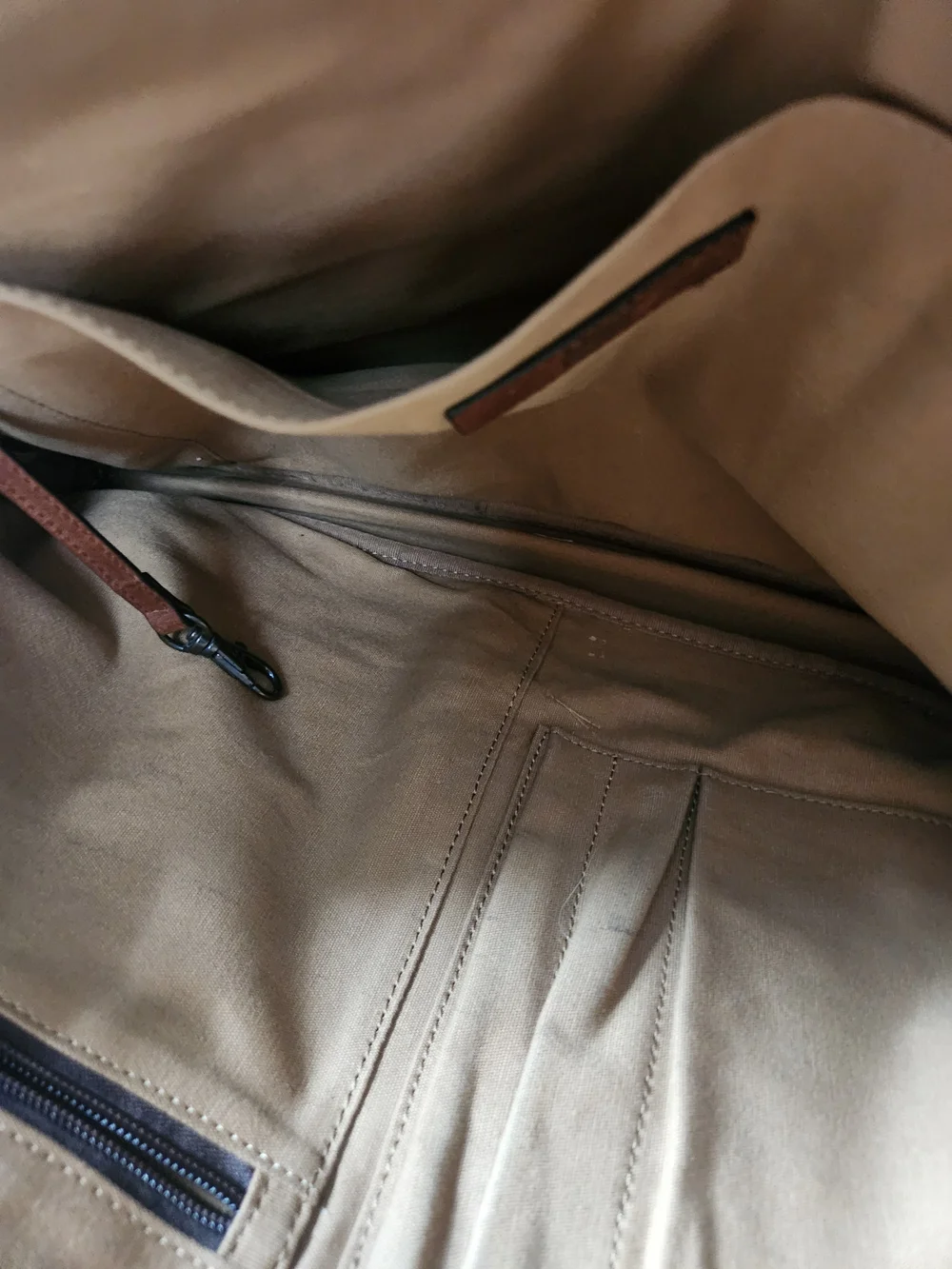 Frye Men’s Canvas & Leather Messenger Bag in Khaki/Brown